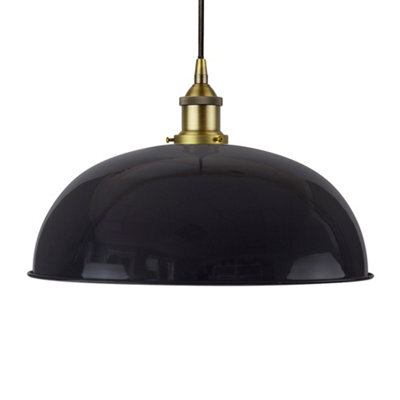 Navy Blue Worcester Painted Dome Pendant Light With Matt Antique Brass Lamp Holder And Black Round Cable - Se Home - image 1