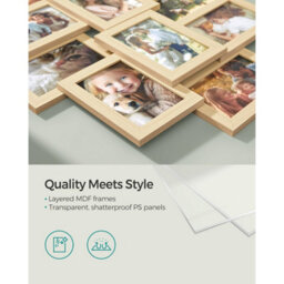 Songmics Photo Frame Gallery Set, Wall Picture Display Collection, Home Decor Frame Arrangement, Natural Beige - thumbnail 3