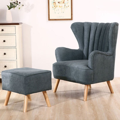 Darphe Faux Wool Upholstered Armchair And Footstool - image 1