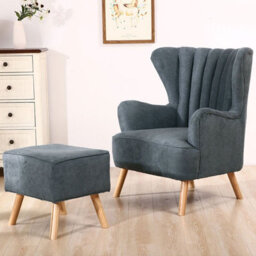 Darphe Faux Wool Upholstered Armchair And Footstool - thumbnail 1