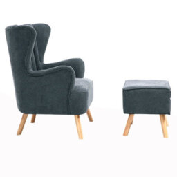 Darphe Faux Wool Upholstered Armchair And Footstool - thumbnail 3