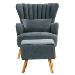 Darphe Faux Wool Upholstered Armchair And Footstool - thumbnail 2