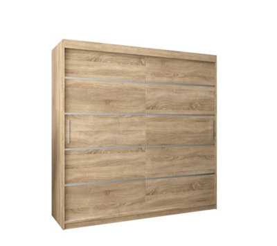 Arte Verona 01 Contemporary 2 Sliding Door Wardrobe 9 Shelves 2 Rails Oak Sonoma Effect (H)2000mm (W)2000mm (D)620mm - image 1