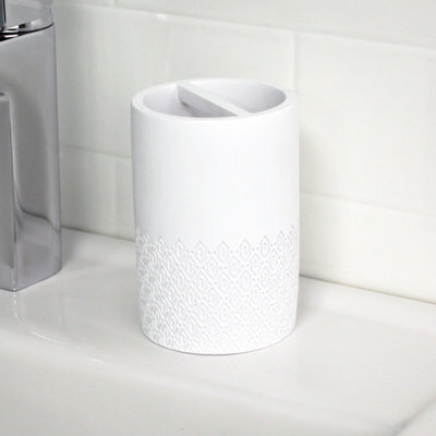Showerdrape Chantilly White Toothbrush Holder - image 1
