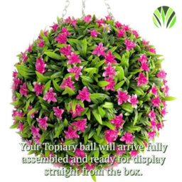 Best Artificial 38Cm Pink Lily Hanging Basket Flower Topiary Ball - Suitable For Outdoor Use - Weather & Fade Resistant - thumbnail 8