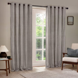 Yard Hebden Striped Cotton Eyelet Curtains, Grey, (W) 168 X (D) 137Cm - thumbnail 2