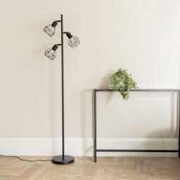 Valuelights Angus Matt Black Metal Geometric Basket Shade Floor Lamp - thumbnail 5