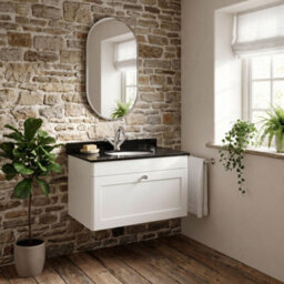 Balterley Swynnerton Traditional 1 Drawer Wall Hung Vanity Unit With Marble Basin, Satin White, 800mm - thumbnail 4