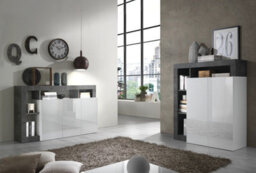 FurniComp LTD Furnicomp Lorenzo 3 Door White Gloss And Anthracite Sideboard - thumbnail 4