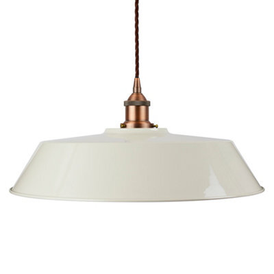 Clay White Large Chancery Painted Dome Pendant Light With Matt Antique Copper Lamp Holder And Brown Twisted Cable - Se Home - image 1