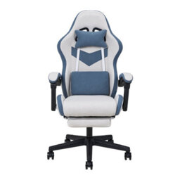 Living And Home Grey And Blue Ergonomic High Back Gaming Chair With Massage Lumbar Support & Footrest - thumbnail 5
