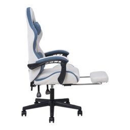 Living And Home Grey And Blue Ergonomic High Back Gaming Chair With Massage Lumbar Support & Footrest - thumbnail 4