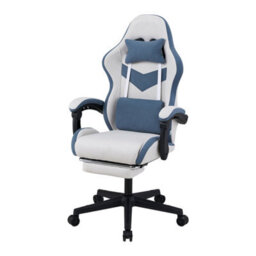 Living And Home Grey And Blue Ergonomic High Back Gaming Chair With Massage Lumbar Support & Footrest - thumbnail 3