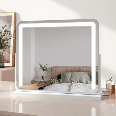 Emke Hollywood Makeup Mirror With Lights, Tabletop Mirror With Dimmable, Touch, 360 Rotation, 60 X 52Cm, White - image 1