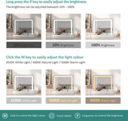 Emke Hollywood Makeup Mirror With Lights, Tabletop Mirror With Dimmable, Touch, 360 Rotation, 60 X 52Cm, White - thumbnail 4