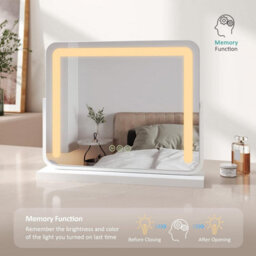 Emke Hollywood Makeup Mirror With Lights, Tabletop Mirror With Dimmable, Touch, 360 Rotation, 60 X 52Cm, White - thumbnail 5