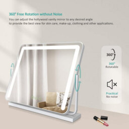 Emke Hollywood Makeup Mirror With Lights, Tabletop Mirror With Dimmable, Touch, 360 Rotation, 60 X 52Cm, White - thumbnail 2