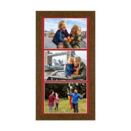 AK Frames 16X8 Dark Oak Modern Multi Photo Frame With Crimson Mount - Holds 3 Apertures (3X) 7X5 Photos - thumbnail 1