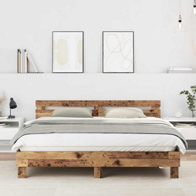 Berkfield Bed Frame With Headboard With Headboard Old Wood 180 X 200 Cm - image 1