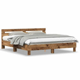 Berkfield Bed Frame With Headboard With Headboard Old Wood 180 X 200 Cm - thumbnail 4