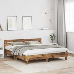 Berkfield Bed Frame With Headboard With Headboard Old Wood 180 X 200 Cm - thumbnail 5