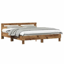 Berkfield Bed Frame With Headboard With Headboard Old Wood 180 X 200 Cm - thumbnail 3