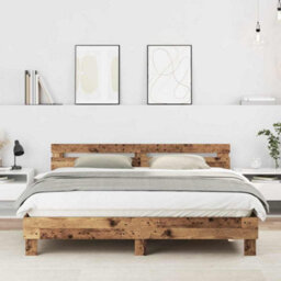 Berkfield Bed Frame With Headboard With Headboard Old Wood 180 X 200 Cm - thumbnail 1