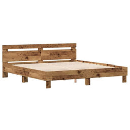 Berkfield Bed Frame With Headboard With Headboard Old Wood 180 X 200 Cm - thumbnail 2