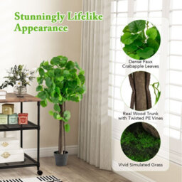 Gainoom Artificial Crabapple Tree Fake Plant In Pot Indoor Potted Floor Plant Decor - thumbnail 4
