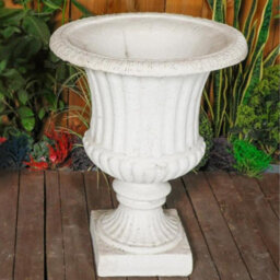 Extra Large White/cream Ancient Greek Style Fluted Vase Planter Urn - thumbnail 4