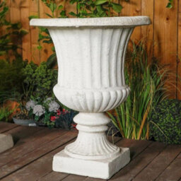 Extra Large White/cream Ancient Greek Style Fluted Vase Planter Urn - thumbnail 3