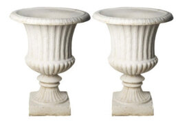 Extra Large White/cream Ancient Greek Style Fluted Vase Planter Urn - thumbnail 1