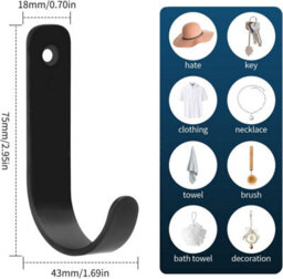 Pcs Black Metal Wall Hooks, Coat Rack Hooks For Clothes, Hats, Bags, Keys For Bedroom, Bathroom, Kitchen, Single Hole - thumbnail 2