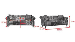 Sofa 3 Seater In Multicolour Fabric Patchwork Sofa - thumbnail 6