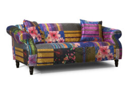 Sofa 3 Seater In Multicolour Fabric Patchwork Sofa - thumbnail 3