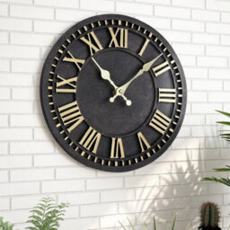 Vintage Black Resin Wall Clock Big Roman Numerals Open Face Home Office Clocks - thumbnail 6