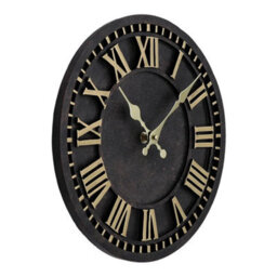 Vintage Black Resin Wall Clock Big Roman Numerals Open Face Home Office Clocks - thumbnail 3
