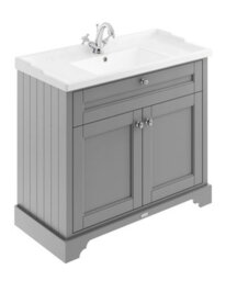 Hudson Reed Floor Standing 2 Door Traditional Vanity Unit With 1 Tap Hole Ceramic Basin, Hunter Green, 1020 X 470 mm - thumbnail 2