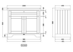 Hudson Reed Floor Standing 2 Door Traditional Vanity Unit With 1 Tap Hole Ceramic Basin, Hunter Green, 1020 X 470 mm - thumbnail 3
