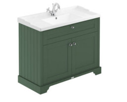 Hudson Reed Floor Standing 2 Door Traditional Vanity Unit With 1 Tap Hole Ceramic Basin, Hunter Green, 1020 X 470 mm