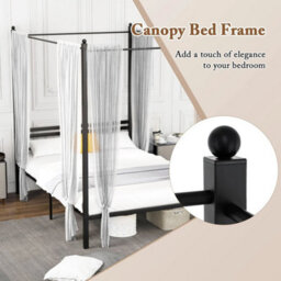 Double Size Canopy Bed Frame 200 X 140 Cm 4-Poster Metal Platform Bed - thumbnail 5
