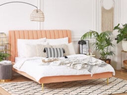 Beliani Bed Velvet Marville 160 X 200 Cm (Eu King Size) Peach Pink - thumbnail 2
