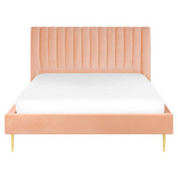 Beliani Bed Velvet Marville 160 X 200 Cm (Eu King Size) Peach Pink - thumbnail 5