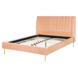 Beliani Bed Velvet Marville 160 X 200 Cm (Eu King Size) Peach Pink - thumbnail 4