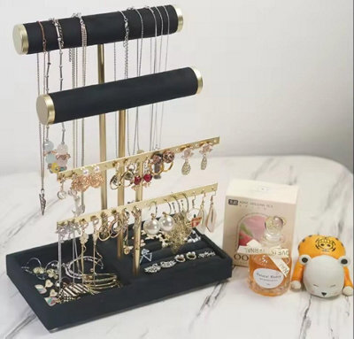 Xample 3 Tier Bracelet Holder Display - Detachable T Bar Black Velvet Bracelet Holder, Jewelry Holder For Bracelet, Necklace, Earrings - image 1