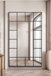 "Mirroroutlet Decorative Fenestra - Black Modern Wall And Leaner Mirror 71"" X 43"" (180 X 110Cm)" - thumbnail 2