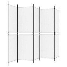Berkfield 5-Panel Room Divider White 250X180 Cm Fabric - thumbnail 5