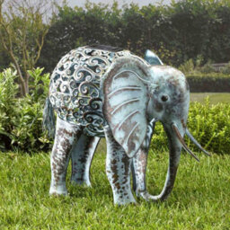 Metal Solar Powered Light Up Elephant Ornament - Weather Resistant Colour Changing Garden Decoration - H34Cm X W38Cm X D24Cm - thumbnail 4