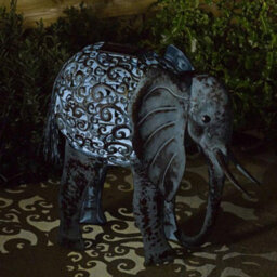 Metal Solar Powered Light Up Elephant Ornament - Weather Resistant Colour Changing Garden Decoration - H34Cm X W38Cm X D24Cm - thumbnail 3