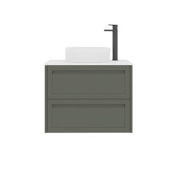 Royal Bathrooms Royal Bathroom Elmore 700mm Matt Green Wall Mounted Bathroom Vanity Unit 2 Drawer Plain White Worktop With Round Basin - thumbnail 7